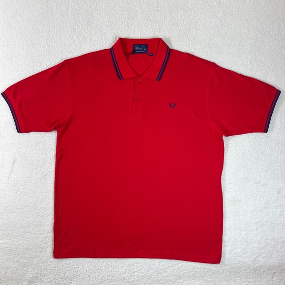 Fred Perry Twin Tipped Polo Shirt Cotton Pique Red/Navy Men's Size XXL VTG NWT - Picture 1 of 14